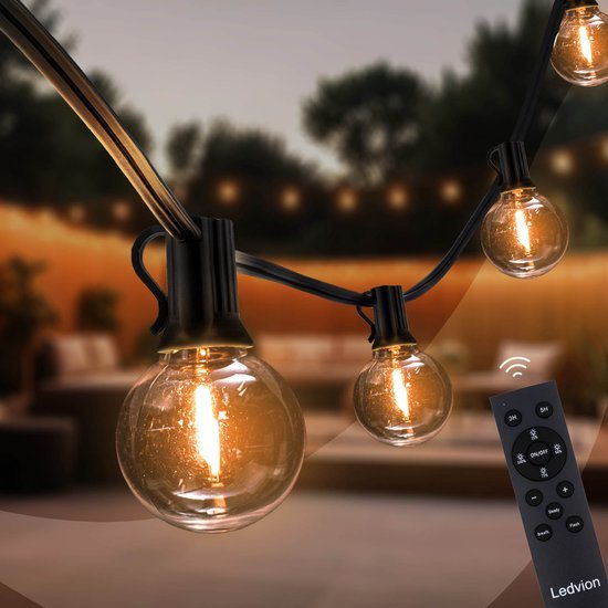 Ledvion - Dimbaar Lichtsnoer Buiten 5.5M - 10 LED Lampen - IP44 Waterdicht - 2700K - Warm Wit - Tuinverlichting Sfeerverlichting