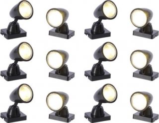 Decoris Kerstdorp verlichting - spotjes - 12x - LED - kerstdorp accessoires - lampjes - lichtjes