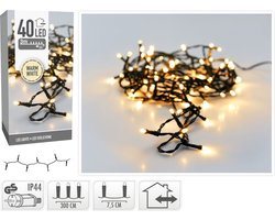 Kerstverlichting lichtsnoer - 40 led lampjes - warm wit - 300 cm - kerstlampjes