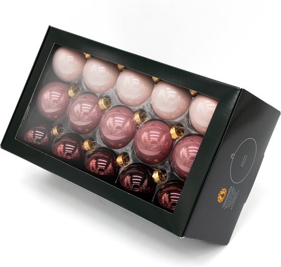 Muntel® Kerstballen Glas - 30 Stuks - Mix - Glas - Glans - Roze