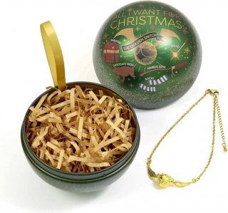 The Carat Shop - Harry Potter Golden Snitch - Gouden Snaai Kerstbal - Cadeaubal met Armband