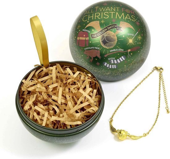 The Carat Shop - Harry Potter Golden Snitch - Gouden Snaai Kerstbal - Cadeaubal met Armband