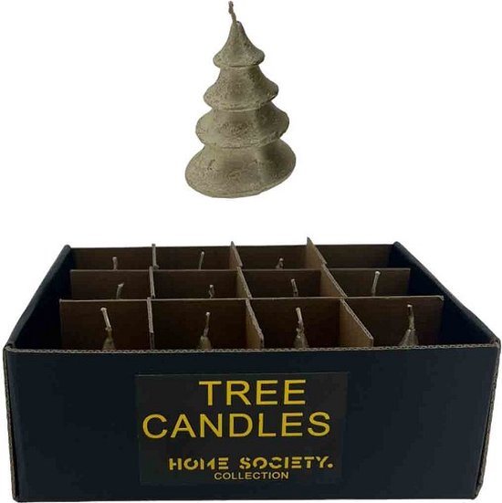 Home Society - kerstboomkaars Layer - Taupe - XS - 8 x 5 x 5 cm doos 12 stuks
