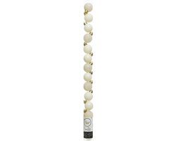 Decoris Mini kerstballen - 14x st - wol wit - D3 cm - kunststof - kerstversiering