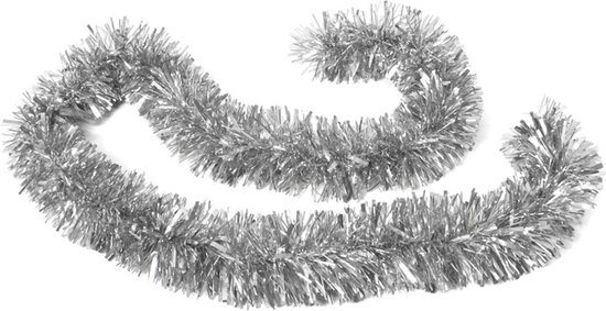 Gerimport Kerstslinger - zilver - 180 x 12 cm - folie - Extra brede - folieslinger - kerstversiering