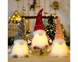 3 stuks lichtgevende kerstkabouter, pluchen kerstelf, kerstelf decoratie kabouter, mini kerstelf, handgemaakte Zweedse kerstman decoratie, voor kerstdecoratie en tafeldecoratie
