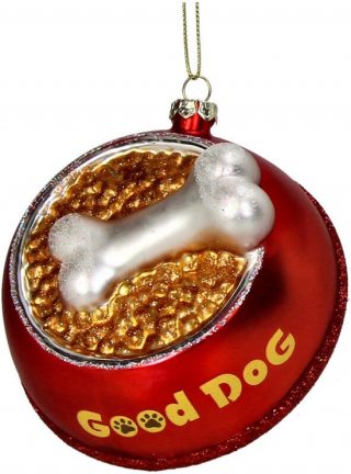 HD Collection glazen kerst ornament kersthanger Good Dog hondenvoerbak 11 cm uit de collectie The Christmas Gift Shop