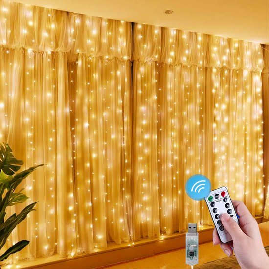 FLOOQ LED Lichtgordijn - Kerstverlichting voor Binnen en Buiten - Inclusief afstandsbediening - 300 LED's - 3x3m