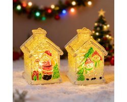 2x Set Verlichte Miniatuur Kerstdorpen - Sfeervolle Kerstdecoratie met Warm Licht