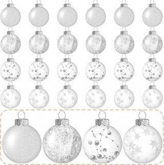 Kerstballen, 6 cm kerstballen, vulbare doe-het-zelf kerstballen van kunststof, kerstballen, boomversiering, kerstboomversiering, kerstdecoratie voor kerstfeest