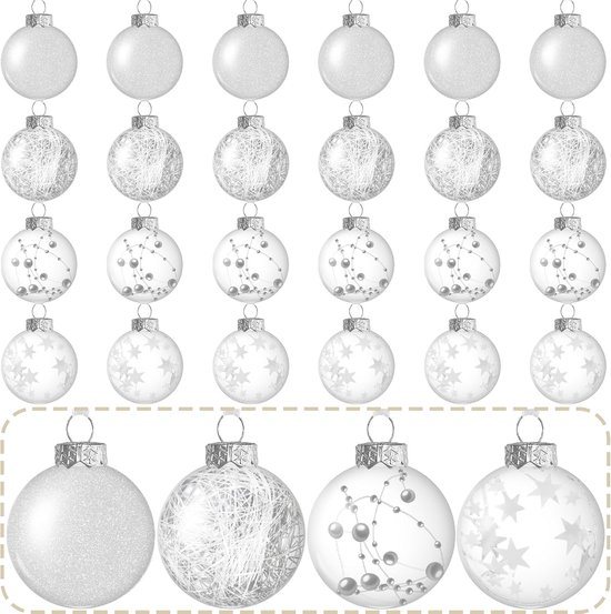 Kerstballen, 6 cm kerstballen, vulbare doe-het-zelf kerstballen van kunststof, kerstballen, boomversiering, kerstboomversiering, kerstdecoratie voor kerstfeest