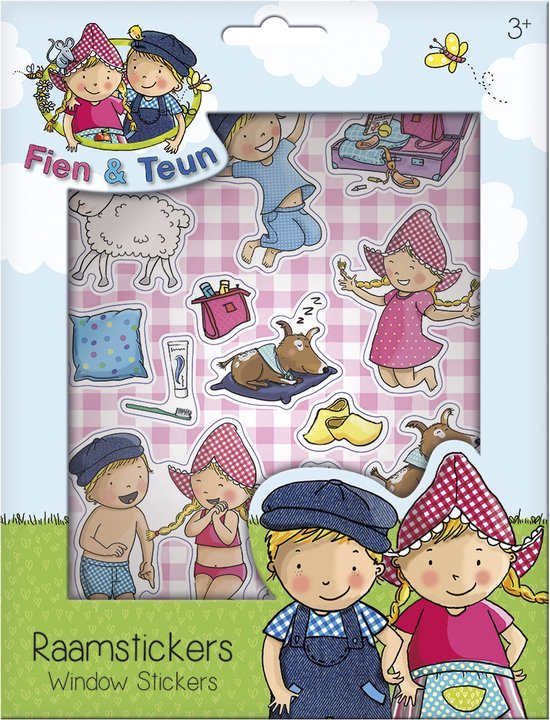 Fien & Teun raamstickers, niet permanente verplaatsbare stickers - met speelachtergrond - vanaf 3 jaar - Bambolino Toys