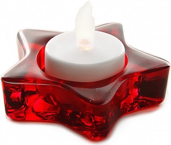 Waxinelichthouder - Kerst - rode ster - 8 cm - waxinelichthouder