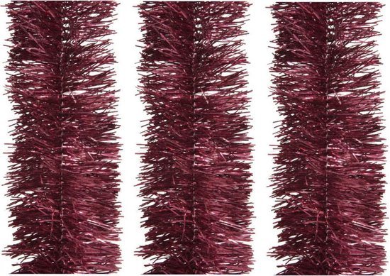 3x stuks kerstslingers framboos roze (magnolia)  270 x 7 cm - Folie lametta guirlandes/slingers kerstversiering