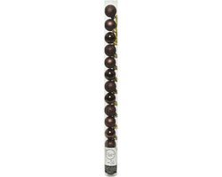 Decoris Mini kerstballen - 14x st - donkerbruin - D3 cm - kunststof - kerstversiering