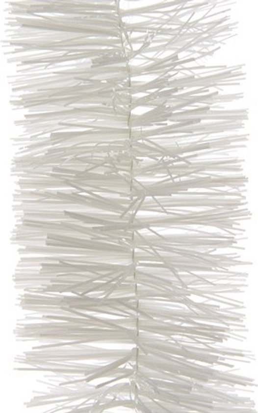 Decoris Lametta kerstslinger - 3x - wit - 270 x 7 cm - tinsel - kunststof - kerstboomversiering