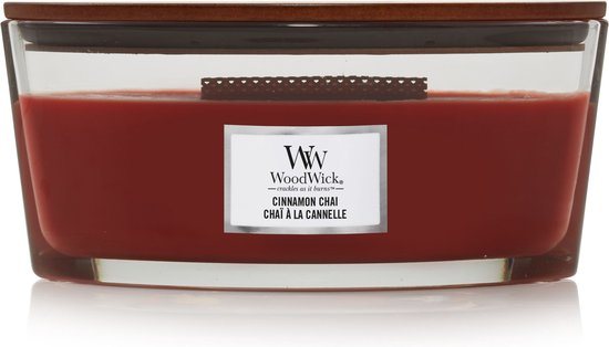 WoodWick Heartwick Flame Ellipse Geurkaars - Cinnamon Chai - 50 branduren