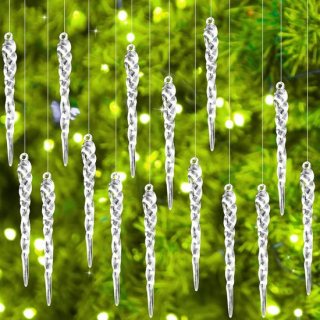 25 Pcs Kerstmis Acryl IJspegels Hangdecoraties - Kerstboom Kristal Versieringen - IJspegels Kerstdecoraties voor Feestdagen en Winterse Feesten