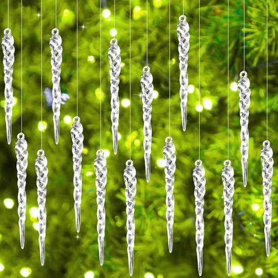 25 Pcs Kerstmis Acryl IJspegels Hangdecoraties - Kerstboom Kristal Versieringen - IJspegels Kerstdecoraties voor Feestdagen en Winterse Feesten