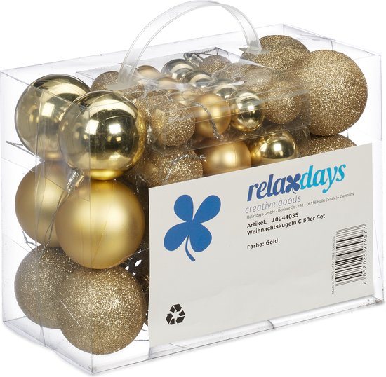 kerstballen - set van 50 - onbreekbaar - plastic - ∅ 3, 4 & 6 cm - goud