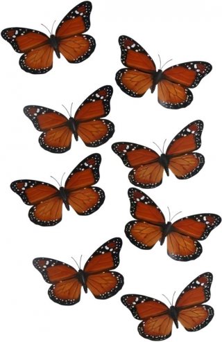 Gerimport Kerst vlinders - 12x stuks - oranje - op clip - 12 x 6 cm - kunststof - kerstboomversiering