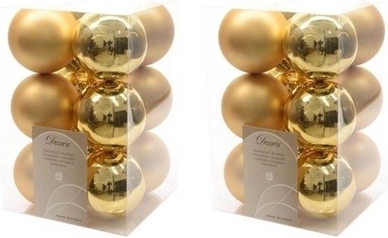24x Gouden kunststof kerstballen 6 cm - Mat/glans - Onbreekbare plastic kerstballen - Kerstboomversiering goud