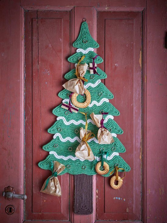 Bloomingville Adventskalender katoen groen Douglas 90cm
