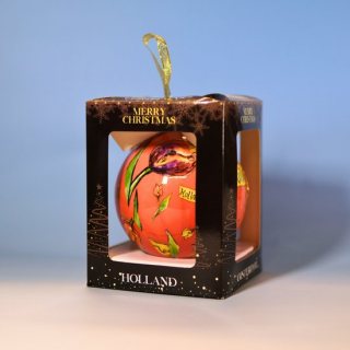 Giftbox XL Kerstbal Plastic: "Holland Tulips" - Holland met Tulpen - Roze - 1 stuk - Holland souvenir