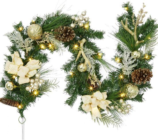 Verlichte Kerstslinger met Sterren en Bessen voor Buiten en Binnen