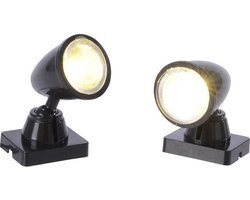 Decoris Kerstdorp verlichting - spotjes - 2x - LED - kerstdorp accessoires - lampjes - lichtjes