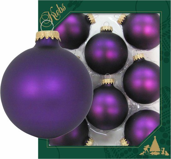 Krebs Kerstballen - 8x st - magic velvet paars - 7 cm - glas - mat - kerstversiering - kerstboomversiering