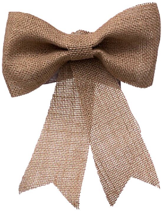 Feeric Christmas Kerst strik - jute - 24 cm - kerststrik - kerstversiering - kerstboom ornament/piek
