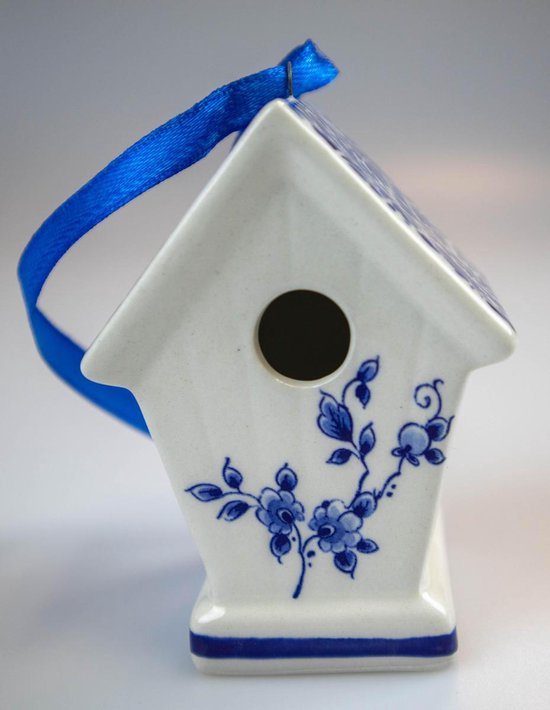 Kersthanger Vogelhuisje | Heinen Delfts Blauw | 2 stuks | Kerstversiering