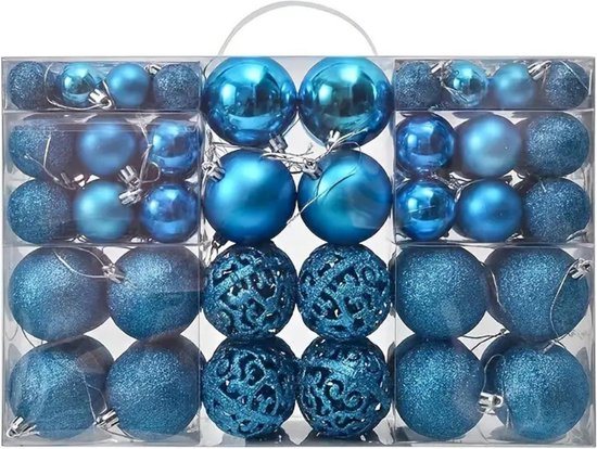 Livano Kerstballen - Kerstversiering - Plastic - Blauw Meer- Kerstballenset - 100 stuks