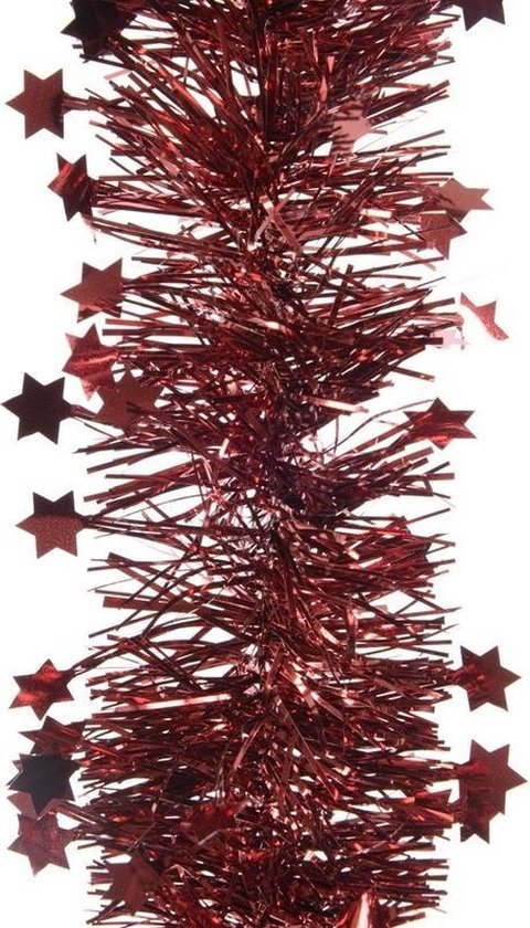 2x Donker rode kerstversiering folie slinger met ster 270 cm