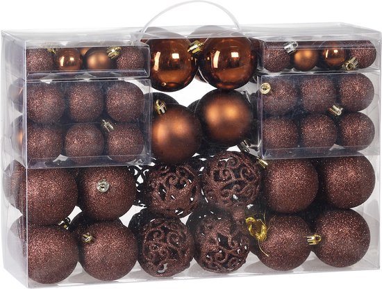 Casaria Kerstballen - Set van 100 Mat Glanzend Ø 3 4 6cm - Koper Bruin
