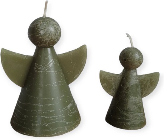 Home Society - Set/2 - Engelkaarsjes - Maat L&S - Groen - 11,5 en 8 cm - Kerst