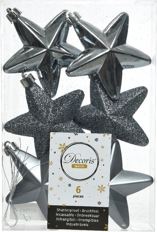Decoris kersthangers - 6 stuks - 7.5cm - kunststof - mix