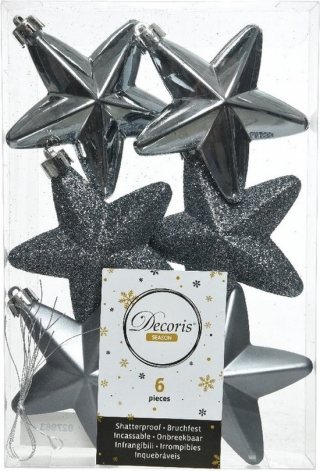 Decoris kersthangers - 6 stuks - 7.5cm - kunststof - mix