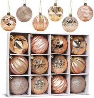 Dailygoods- Kerstballen Luxe - 12 Stuks - Kunststof - 6 cm - Glanzende Decoratie - Unieke Ontwerpen - Herbruikbaar - Kerstversiering