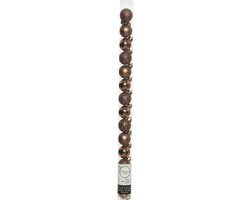 Decoris Mini kerstballen - 14x st - walnoot bruin - D3 cm - kunststof - kerstversiering